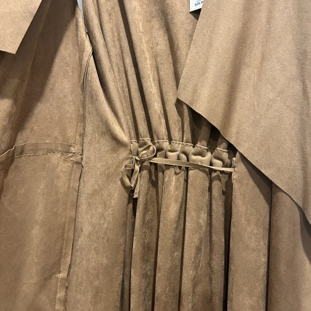 Max Studio Carmel Vicuna Faux Suede Open Front Sleeveless Vest Women’s Size S - Picture 11 of 13